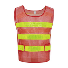 High Visibility Reflective Safety Vest Orange Red Breathable Mesh Cloth Adjustable Size Customized Logo Cheap